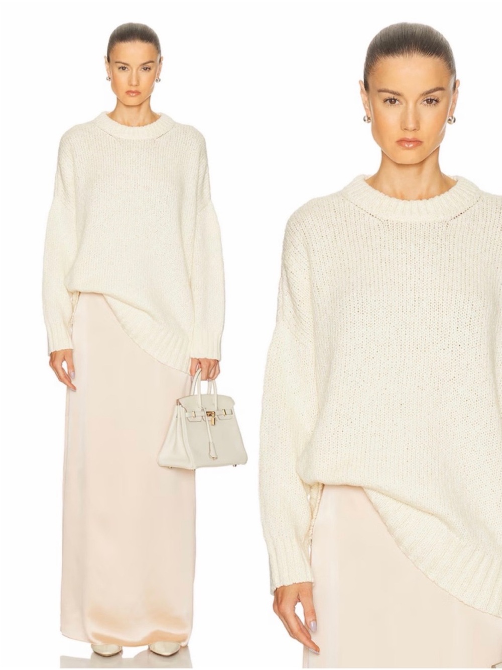 Jenni Kayne Foster Off-White Crewneck Oversized Sweater